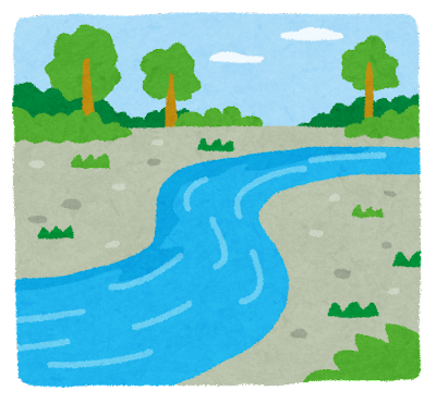 カーブする川のイメージ画像
